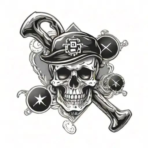 A skull and crossbones made out of playing cards and poker chips tattoo design idea
