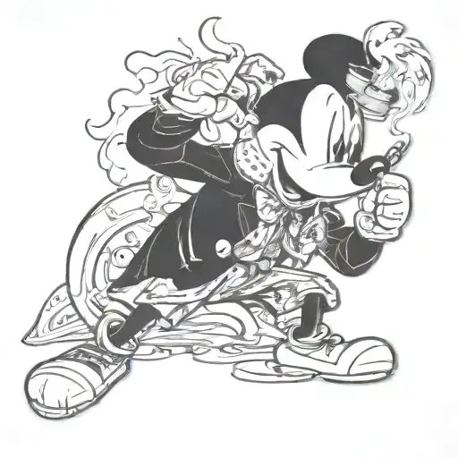 mickey mouse smoking tattoo design idea