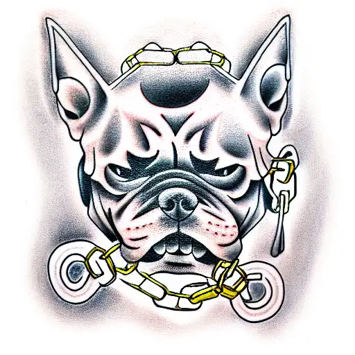 Dog,angry,chains  tattoo design idea