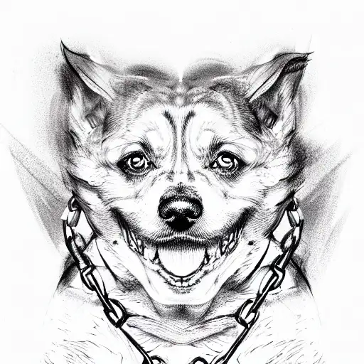 Dog,angry,chains  tattoo design idea