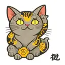 A traditional Japanese lucky cat with anime eyes  tattoo design idea