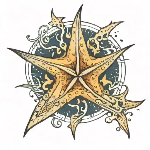 star fish, smile, ray of light, a gift  tattoo design idea