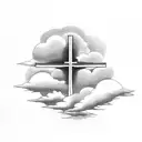Christian Cross with clouds around and doves ,  tattoo design idea