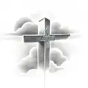 Christian Cross with clouds around and doves ,  tattoo design idea