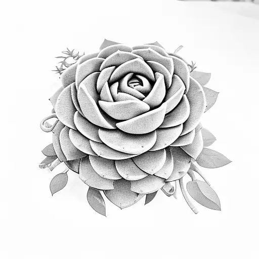 potted succulent tattoo design idea