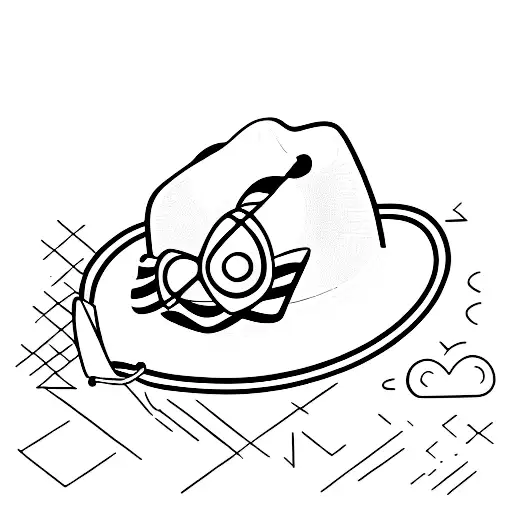 A old hat with a cane and a pair of sunglasses in one line tattoo design idea
