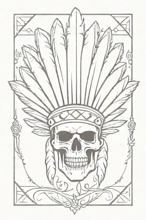 skull indian headress tattoo design idea