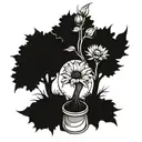 tree roots growing into anchor hour glass with sunflowers tattoo design idea