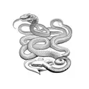 A snake emerging from an anchor in blackwork style tattoo design idea