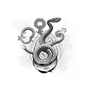 A snake emerging from an anchor in blackwork style tattoo design idea