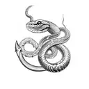 A snake emerging from an anchor in blackwork style tattoo design idea