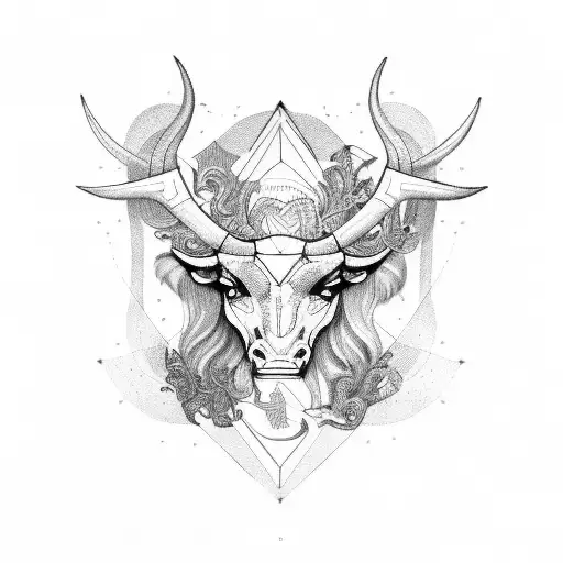 Aires and Taurus zodiac sign  tattoo design idea