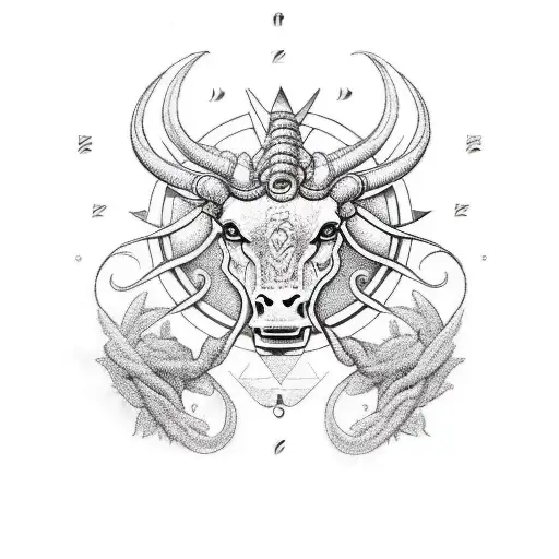 Aires and Taurus zodiac sign  tattoo design idea