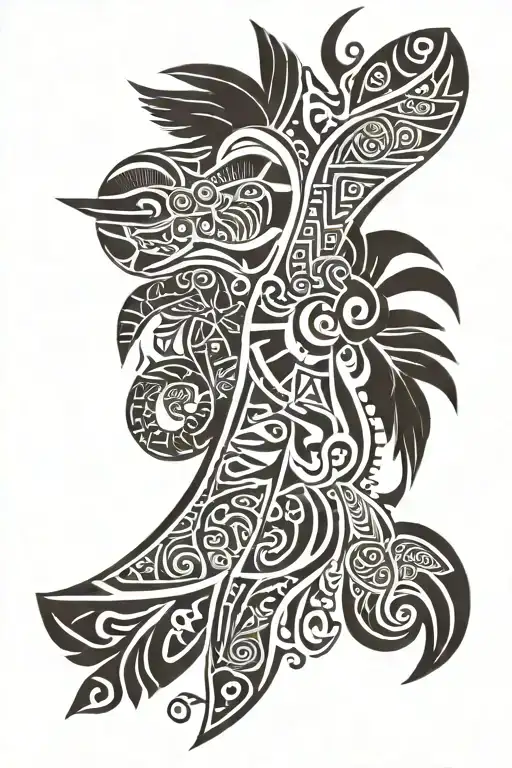 POLYNESIAN arm sleeve with Egyptian symbols and hieroglyphs  tattoo design idea