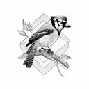 flying blue jay  tattoo design idea