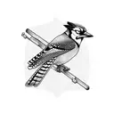 flying blue jay  tattoo design idea