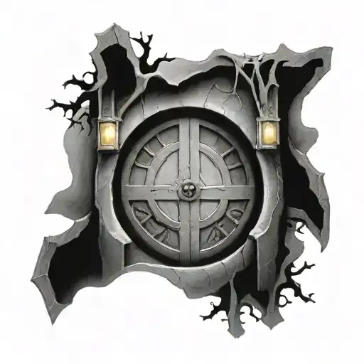 hobbit doors, dark and melancholical tattoo design idea