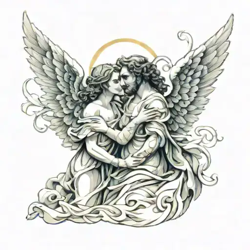 Renaissance painting angels tattoo design idea