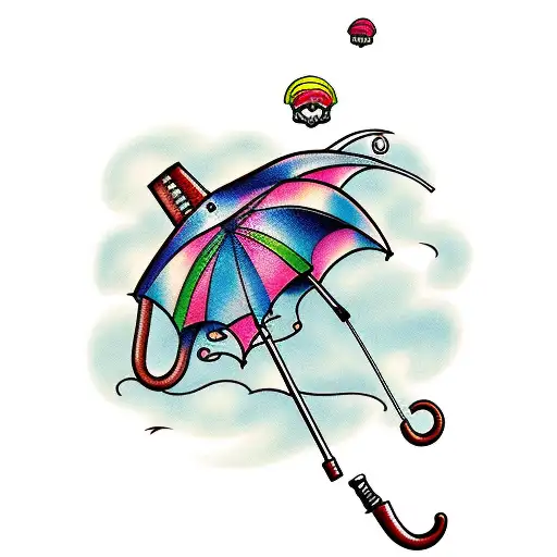 umbrella kite tattoo design idea