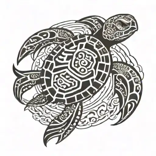Panama and sea turtle  tattoo design idea