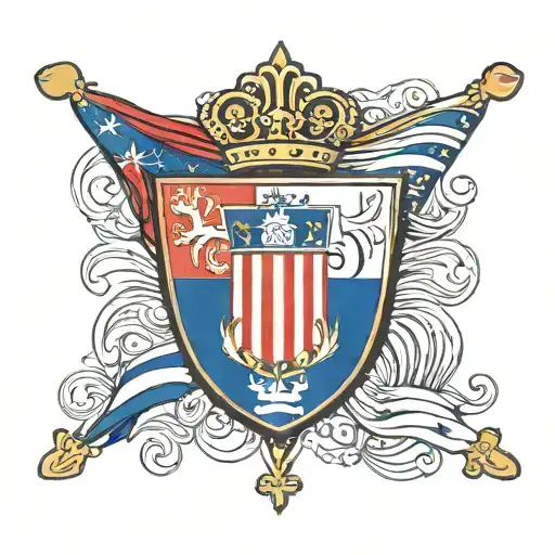 Croatia flag, USA flag, centered with a catholic cross  tattoo design idea