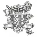 Croatia flag, USA flag, centered with a catholic cross  tattoo design idea