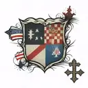 Croatia flag, USA flag, centered with a cross  tattoo design idea