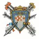 Croatia flag, USA flag, centered with a cross  tattoo design idea