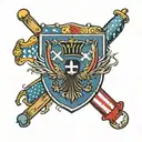 Croatia flag, USA flag, centered with a cross  tattoo design idea