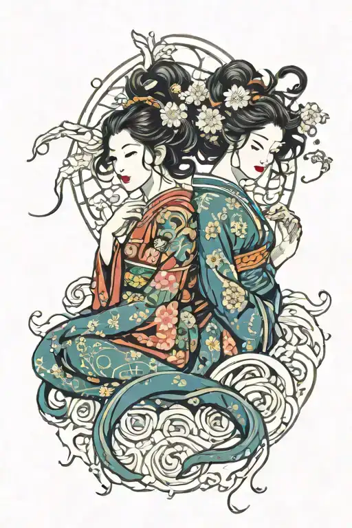 gemini zodiac sign with a goddess tattoo design idea
