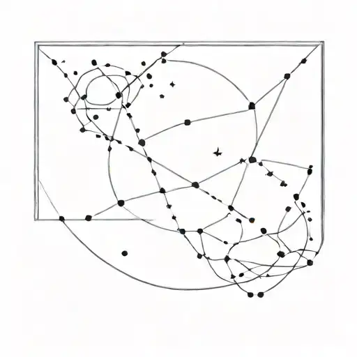 A minimalist tattoo of the Gemini constellation intertwined with a celestial sky background tattoo design idea