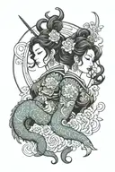 gemini zodiac sign with a goddess tattoo design idea