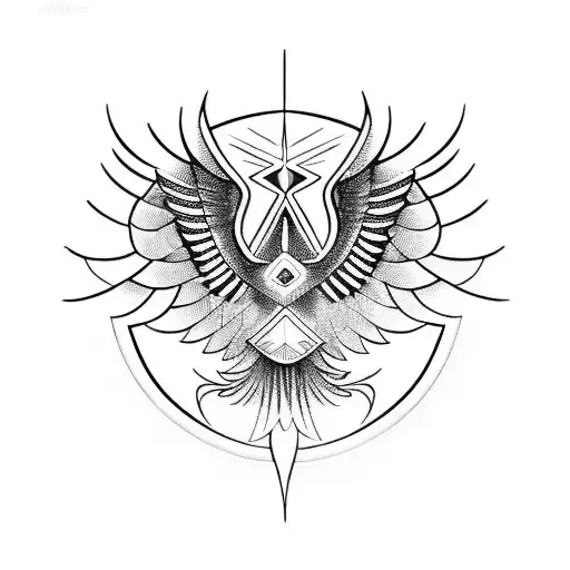 Phoenix with sacred geometry tattoo design idea