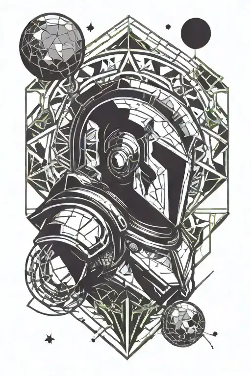 spartan looking at alien planet tattoo design idea