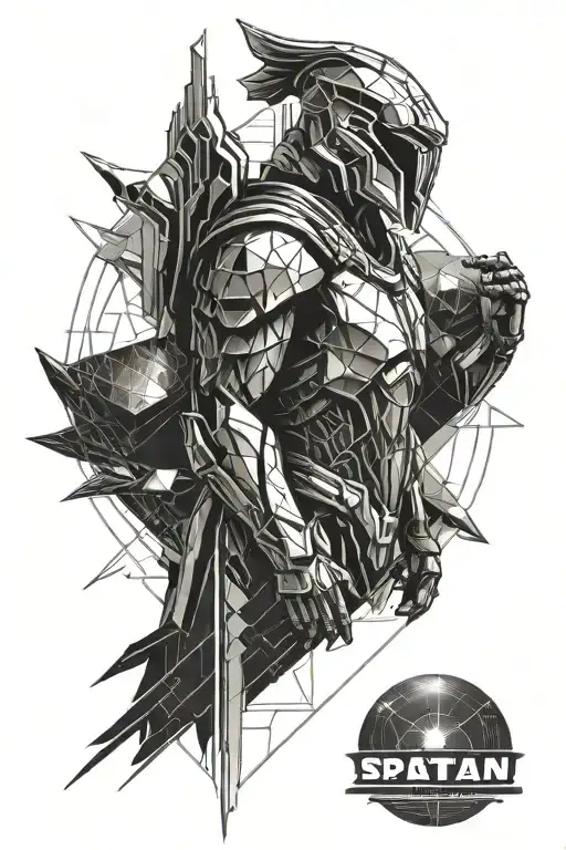 spartan looking at alien planet tattoo design idea