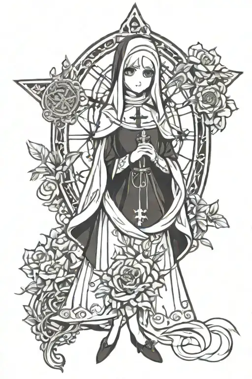gothic nun  tattoo design idea