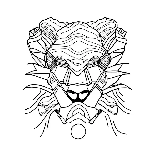 A minimalist tattoo of a primate silhouette in front of a mountain range tattoo design idea