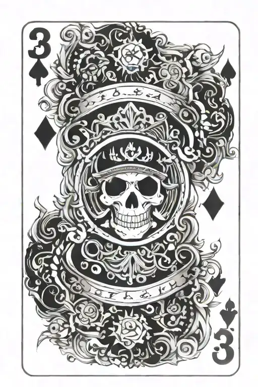 3 Playing cards 7 3 Ace One Piece tattoo design idea
