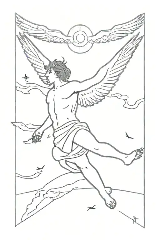 icarus falling  tattoo design idea