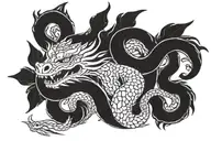 japanese dragon snake wrap sternum  nordic tattoo design idea
