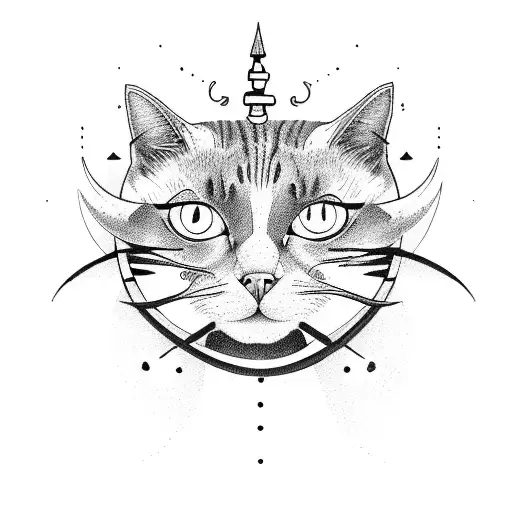 cat Capricorn gym karma tattoo design idea