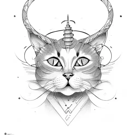 cat Capricorn gym karma men tattoo design idea