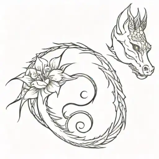 red dragon tattoo behind the ear but make it feminine and maybe a few flowers  tattoo design idea