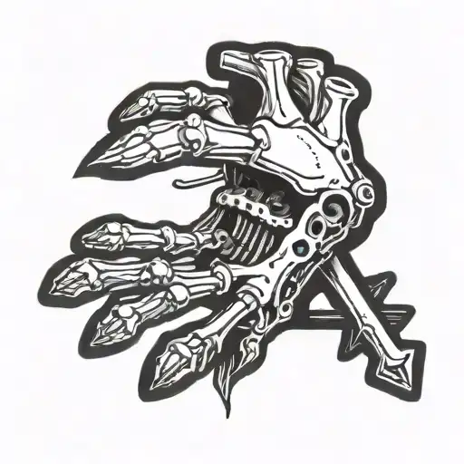 skeleton hand holding a spanner, bury my bones  tattoo design idea