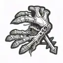 skeleton hand holding a spanner, bury my bones  tattoo design idea