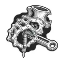 skeleton hand holding a spanner, bury my bones  tattoo design idea