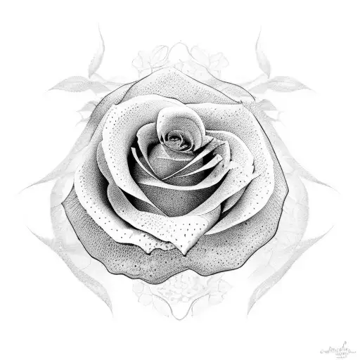 A minimalist design of a rose using dotwork technique tattoo design idea
