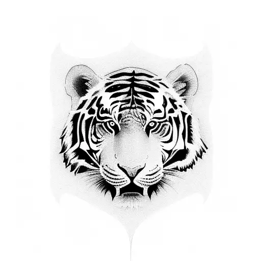 tigre y flores tattoo design idea