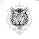 tigre y flores tattoo design idea