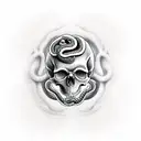skull with snake tattoo design idea